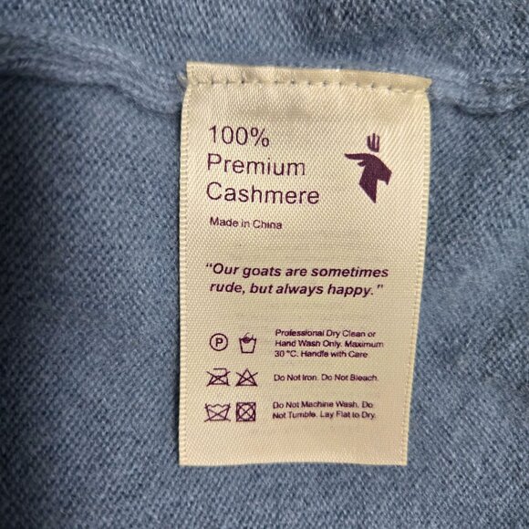 State 100% Pure Cashmere Blue Short Sleeve Crewneck Sweater M, Worn Once - Picture 6 of 7